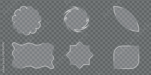 Isolated set of glass frames on transparent background png