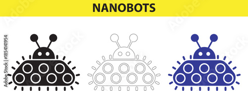 Illustrated Nanobots Collection in Black White and Blue