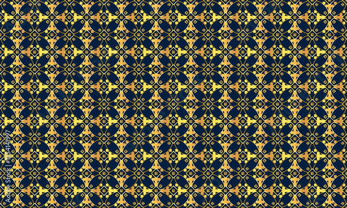 Premium navy blue and gold seamless geometric pattern, luxury art deco style ornament for high-end packaging.
