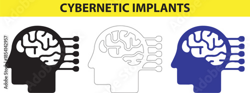 Illustrations of Human Brains with Cybernetic Implants