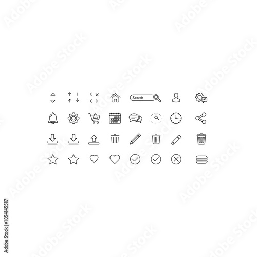 Icon set isolated on transparent background
