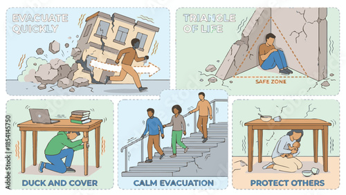 Earthquake safety tips and emergency preparedness survival guide infographic