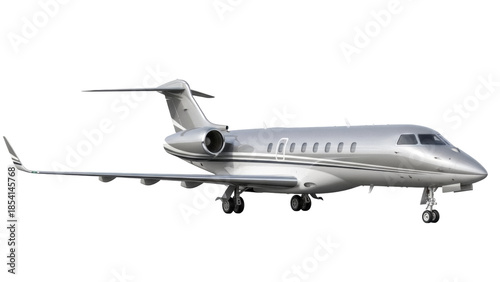 Fotografía Silver private jet PNG isolated on transparent background, luxurious business ai
