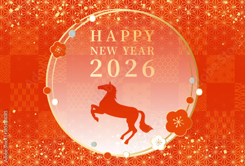 赤　新年　バナー　横　背景