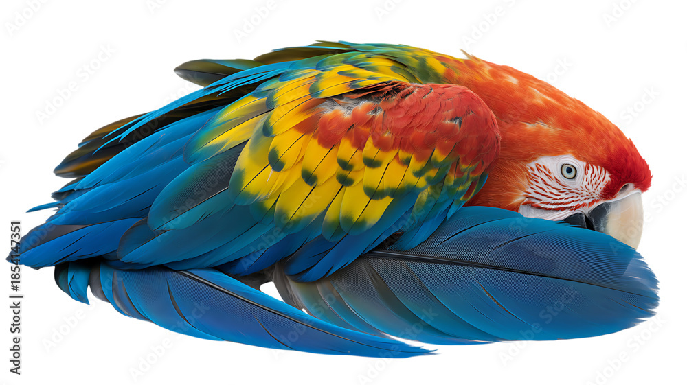Obraz premium Vibrant Macaw Parrot PNG – Transparent Wildlife Graphic for Nature, Travel, Education & Tropical Design Projects.