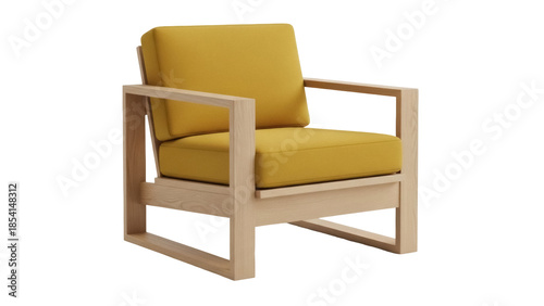 Bild auf Leinwand Modern yellow armchair isolated PNG on transparent background, contemporary furn