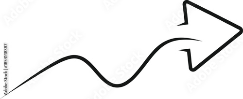 Minimal curved arrow line illustration representing upward growth progress, business success direction, and modern strategic trend concept