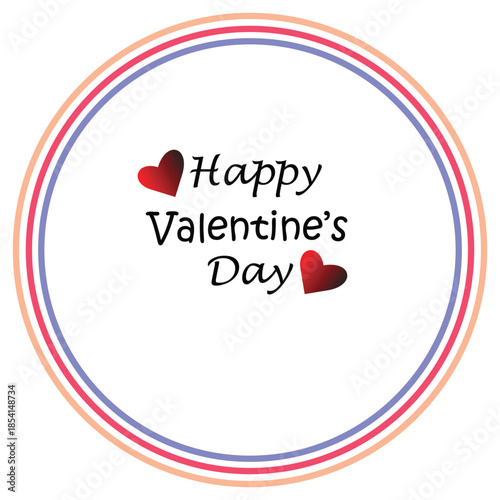 Soft colorful circle in two red gradient heart love shaped with text happy valentine's day