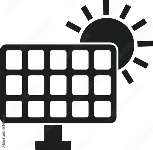 Solar panel generating clean energy under sunny sky