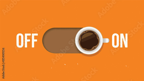 Coffee Cup Toggle Switch for Energy and Wake-up Concept Illustration