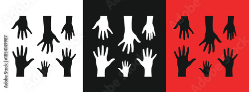 Tri colored hand silhouettes in protest or solidarity gesture