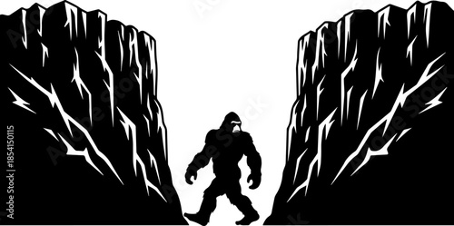Mountain Bigfoot Silhouette Illustration