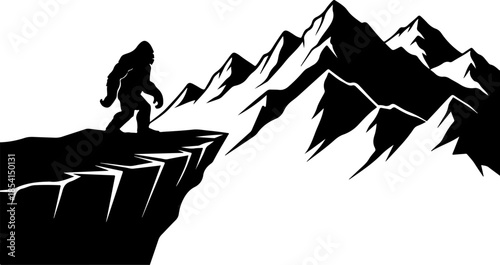 Mountain Bigfoot Silhouette Illustration