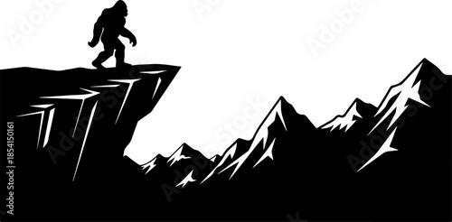 Mountain Bigfoot Silhouette Illustration