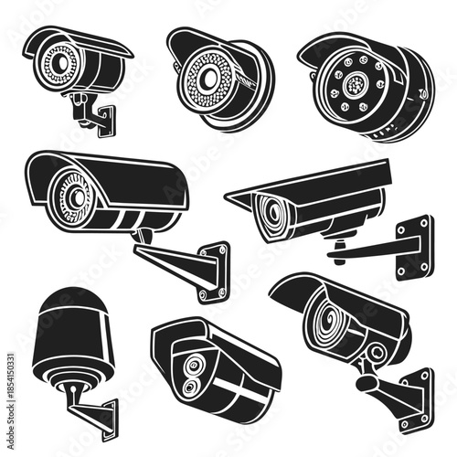 CCTV Camera Symbol Collection Black