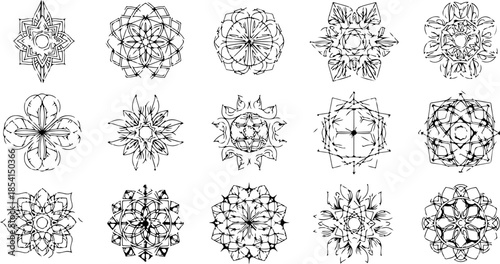 Ornate Vintage Jewelry Line Art And Ornament Vector Set