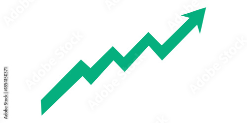 Green upward trend arrow graph vector , business growth, financial progress, success and rising chart icon