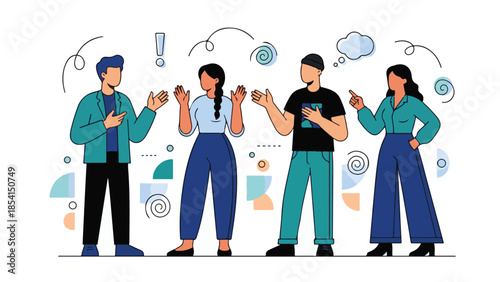 Diverse Group of People Discussing, Communicating Ideas and Collaborating