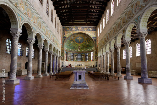 Fotografija Ravenna, Italy - September 30 2025: Sant' Apollinare in Classe Interior Nave with Mosaics