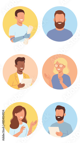 Diverse professional business people avatars and profile illustrations