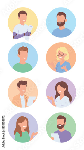 Collection of diverse people avatars and user profile icons