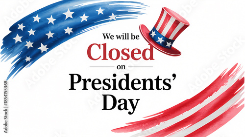 we will be closed on presidents’ day elegant patriotic business announcement design