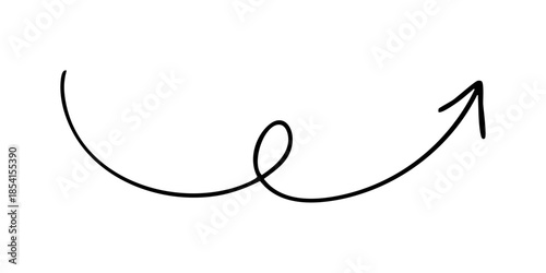 手書きのくるくる矢印 上向き 右向き 上昇