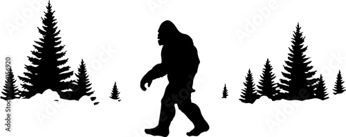 Bigfoot Silhouette Mountain Scene