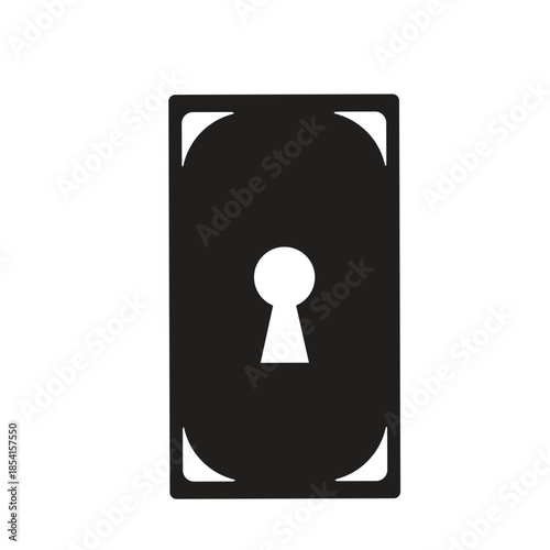 Vintage Solid Black Heart-Shaped Padlock Silhouette with Keyhole Detail