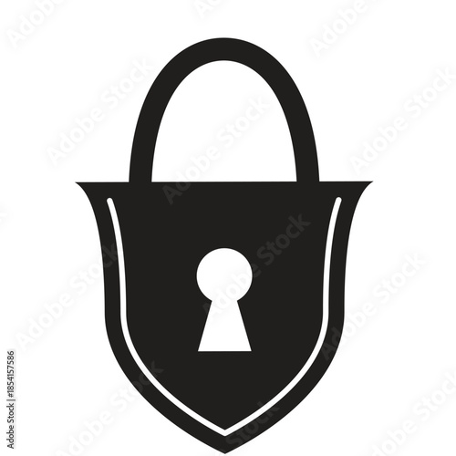 Vintage Solid Black Heart-Shaped Padlock Silhouette with Keyhole Detail