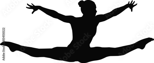 Vector illustration of Aerial split pose , Flexibility athlete vector, Strength balance pose