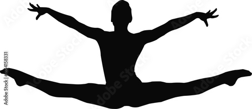 Vector illustration of Gymnast split silhouette