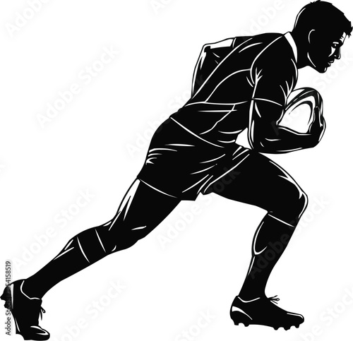 Vector illustration of Rugby Player Running Silhouette | Power Sports Vector