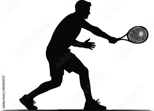 Vector illustration of Tennis Backhand Silhouette | Dynamic Racket Sport Vector
