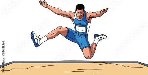 Vector illustration of Distance Runner Silhouette | Endurance Running Vector, Long Jump Athlete 