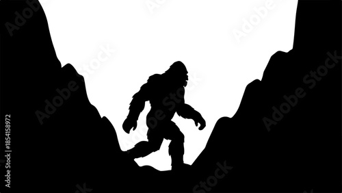 Bigfoot Silhouette Mountain Scene