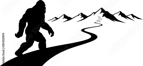 Bigfoot Silhouette Mountain Scene