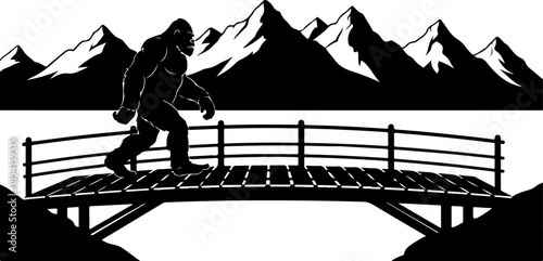 Mysterious Bigfoot Walking Through Rocky Mountain Peaks