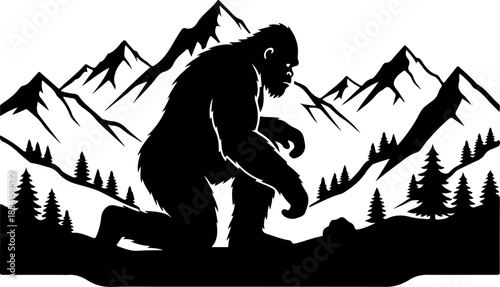 Mysterious Bigfoot Walking Through Rocky Mountain Peaks