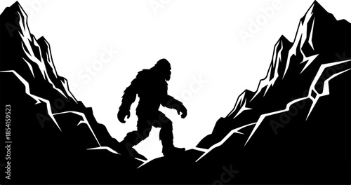 Mysterious Bigfoot Walking Through Rocky Mountain Peaks