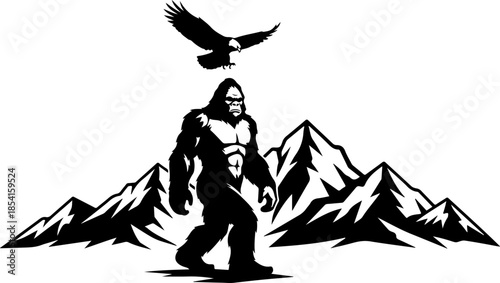 Mysterious Bigfoot Walking Through Rocky Mountain Peaks