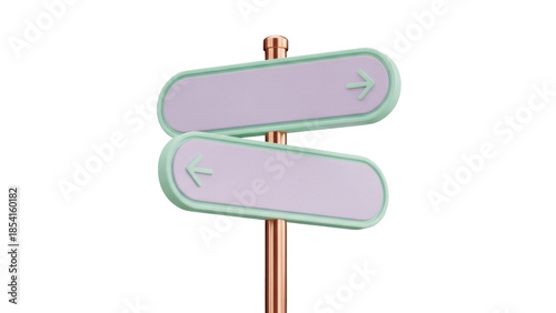 Pastel direction sign PNG isolated on transparent background, wayfinding signage with arrows for navigation and decision making