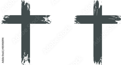 Cross clipart black and white, ash cross, grunge christian cross for Ash Wednesday card, poster, banner, church clipart, lent, ashes, religious cross isolated on white background
