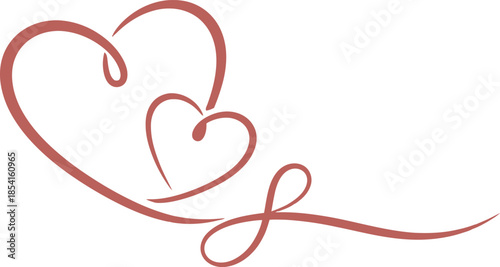 Interconnected red hearts on white background