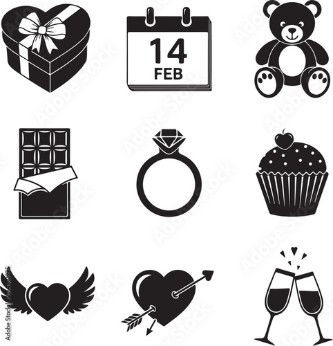 Collection of love and relationship icons Vector