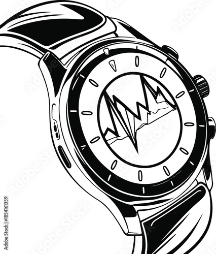 Precision in Time: A detailed illustration of a wristwatch, its intricate design highlighting time with a touch of elegance. 