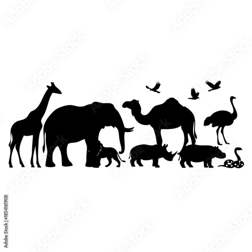 African wildlife silhouettes