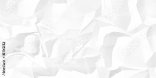 Crumple crushed white paper obsolete rumple craft design. wrinkle ripped creased crumple aged closeup recycled document grunge paper background.