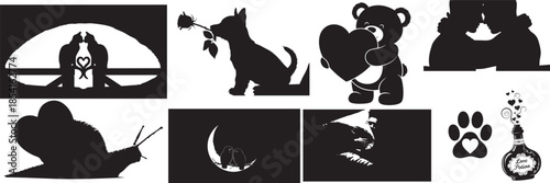 Romantic Animals and Whimsical Love Icons