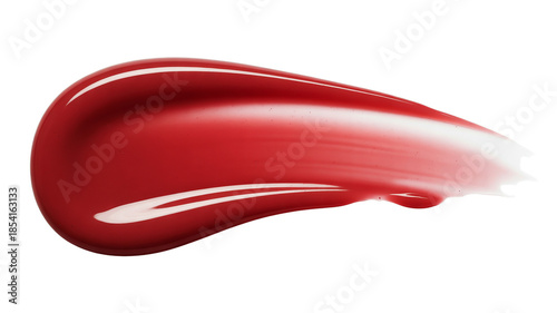 Captivating Swirl of Vibrant Red Lipstick Smear Showing Luxurious Texture and Glossy Finish